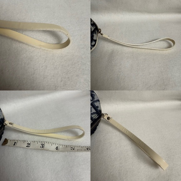 VTG CHRISTIAN DIOR Blue Trotter Canvas Barrel Wristlet Zipper Pouch - Picture 14 of 15